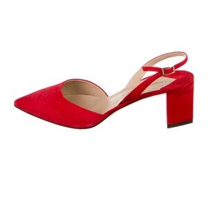 Remara Mellon Suede Slingback Pumps- Red, 9